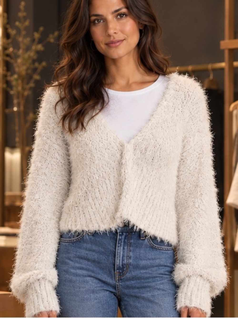 Faceplant Dreams Soft Fuzzy V-Neck Crop Sweater Cardigan - bed jacket NWT